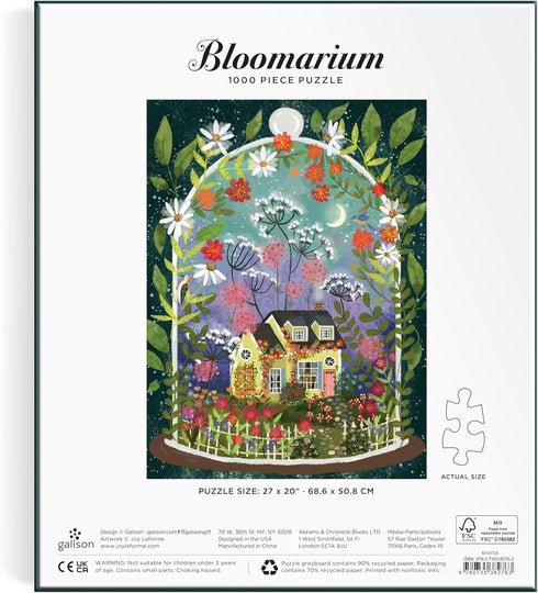 Galison Bloomarium – 1000 Piece Joy Laforme Jigsaw Puzzle of A Cozy Cottage in A Blooming Terrarium