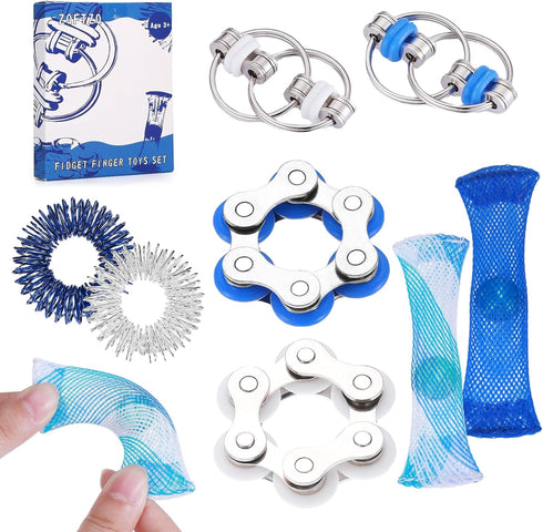 8 Pcs Sensory Fidget Toys Pack Flippy Roller Bike Chain Fidget Spinner