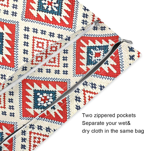 Haskirky 2 Boho Western Tribal Pcs Cloth Diaper Wet Dry Bags,Waterproof and Washable Bag for Travel Reusable Wet Bag