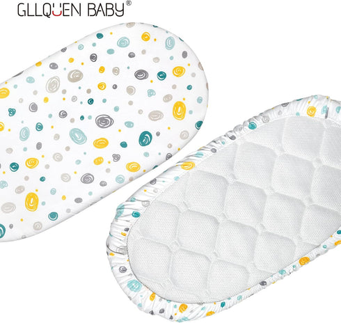 Gllquen Baby Bassinet Sheets 4 Pack, Breathable Fitted Mattress Sheet for Baby Boy Girls, 32"X16" Dinosaur