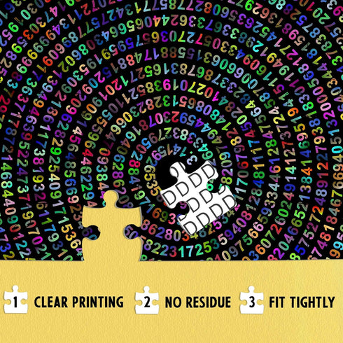 Pi p Day Puzzle for Adults 1000 Pieces, Round Rainbow Jigsaw Puzzle, Hard Impossible Number Puzzle