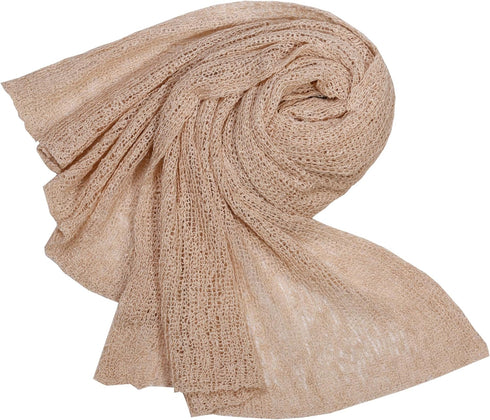 Matissa Newborn Baby Photography Prop, Swaddle Cheesecloth Knit Crochet Wrap, 16 Colors Available (Beige)