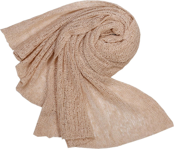 Matissa Newborn Baby Photography Prop, Swaddle Cheesecloth Knit Crochet Wrap, 16 Colors Available (Beige)