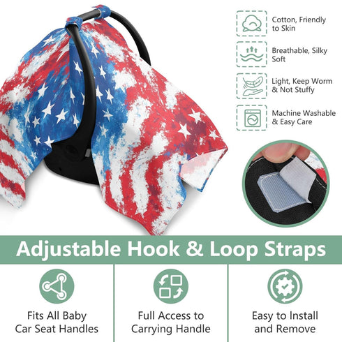 Mazeann Tie Dye American Flag Car Seat Cover Baby Breathable Soft Infant Carseat Covers Canopies Babies Carrier Covers
