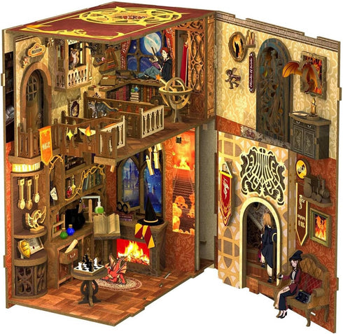 Fsolis DIY Miniature House Kit, Halloween Booknook for Adults, Decorative Bookend Alley Decor for Women Teens