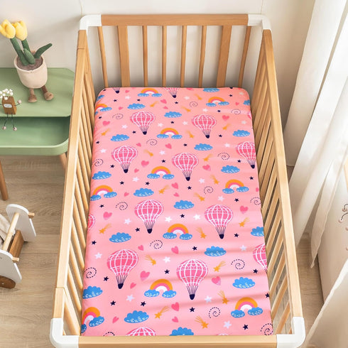 52" 28" Baby Fitted Crib Sheet Soft Microfiber x Crib Mattress Sheet for Girls Breathable Baby Bedding with Hot Air