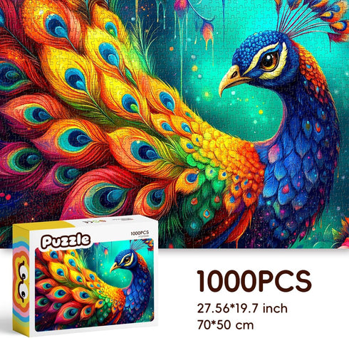 1000 ROSE RAIN Premium Pieces Jigsaw Puzzles for Adults with Letters on Back Dust-Free Thick HD Board - Colorful