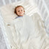 LAWKUL Knit Baby Blankets, White Cable Newborn Receiving Blanket, Soft Swaddle for Crib Stroller, 40"x30"