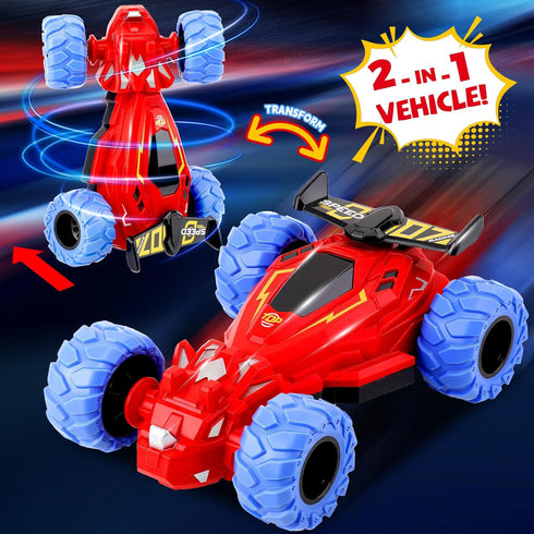 3-4 Cars,2 360 3 Toddler Monster Truck Toys,Dinosaur Toys for Ages Friction Spin Stunt Race PCS Push and Go Baby Toy