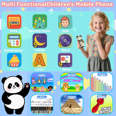 Uibyt 10,000+ Kids Phone with Educational Content, Rechargeable Toddler Learning Phone with Music & Sounds, Pretend