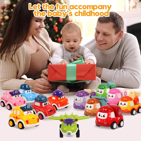 TGXLAK 12 Set 1 2 3 12-18 Set, 1 2 1st 1 2 3 Pcs Pull Back Cars Toys for Year Toddlers, Baby Car Toys for Months