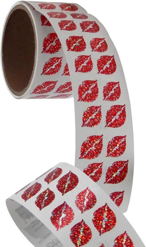 Bulk Roll Prismatic Stickers - Mini Lips, 100 Repeats