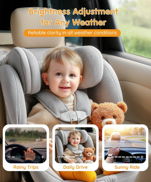 Babyvue BC1 4.5" 1080P 3X 2-Min Baby Car Camera, HD Screen & Zoom, AUTO IR Night Vision Car Baby Monitor