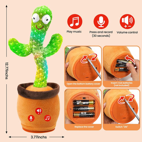 FAYOUCZ 0-18 Baby Toys Dancing Talking Cactus Toy with Adjustable Volume, Boys Girls Gifts Interactive Singing