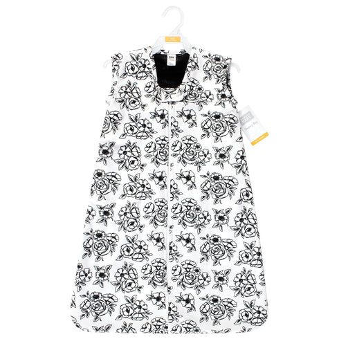 Hudson Baby Unisex Baby Plush Faux Fur Sleeping Bag, Wearable Blanket, Black Toile, 6-12 Months