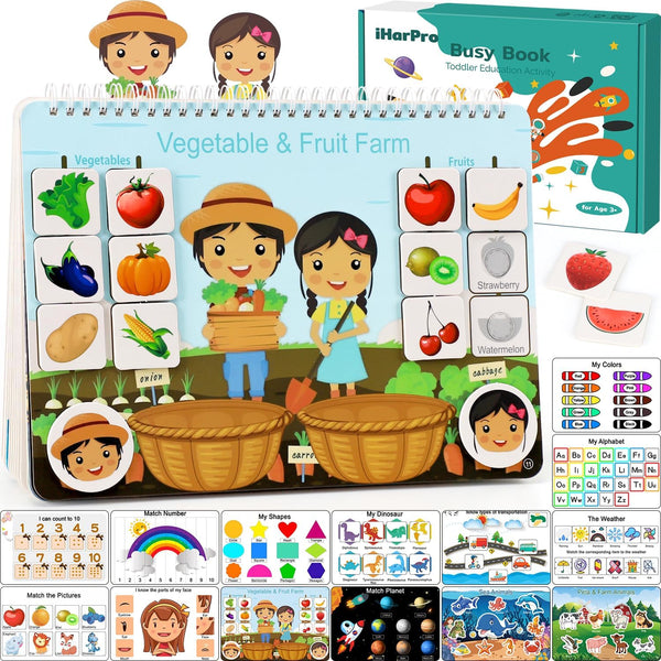 Montessori Busy Book for Toddlers Ages 3-6 | Preassembled Sensory Toy for