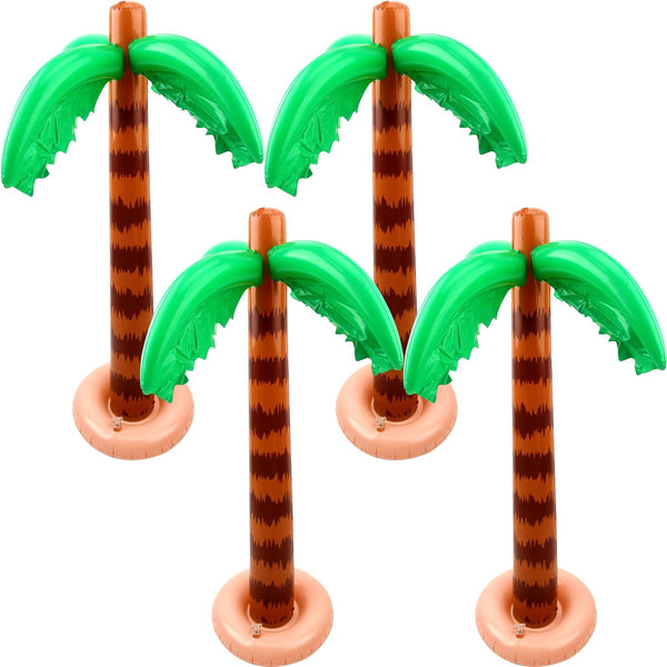 4 Pack 35 Inch Inflatable Palm Tree, Large Beach Backdrop Coconut Trees for Kids Swimming Pool Party Decoration