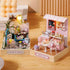 1:24 TuKIIE DIY Miniature Dollhouse Kit with Furniture, Scale Creative Room Mini Wooden Doll House Plus Dust Proof