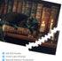 Yuwvewv 500 Piece Wooden Puzzle for Adults Black Cat Sleeping on Bookshelf in Warm Glow Wooden Puzzle for Book Lovers