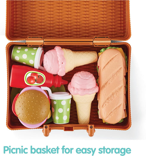 Kidoozie Lunch for Two Picnic Set - Imaginative Play Food Fun for Indoor or Outdoor Playset for Ages 2+