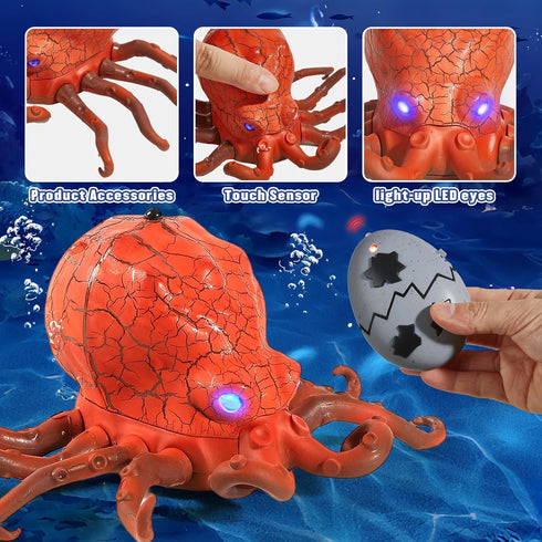 6+ AMCHSURI Remote Control Animals Crawling RC Octopus Toy with Blue LED Eyes & Realistic Movement Crawling, Cool Gag