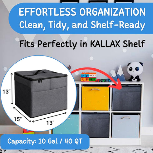 13"x13"x15" XL Toy Storage Organizer with Play Mat - Storage Bag/Box for Kids, Boys, Girls, Nursery, Playroom - Basket
