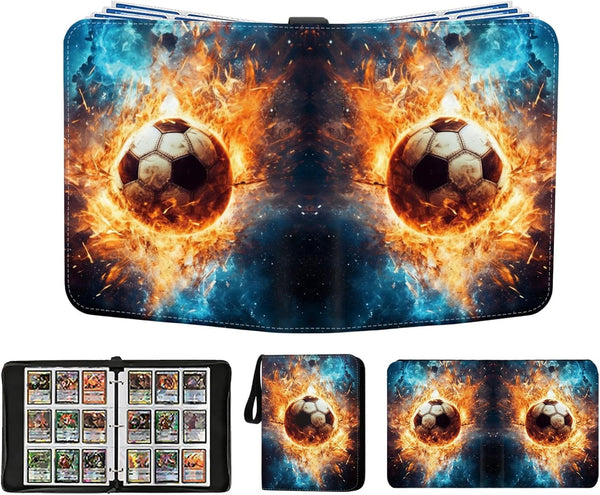 Trading Card Binder, Soccer Card Binder with 900 Pockets and 50 Removable Sleeves for Sports Cards.