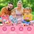 Set Set 3-8 HAPGFS Pink Pretend Afternoon Tea Party with Storage Basket, Play Food & Accessories for Girls, Tea Party