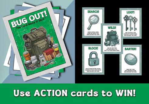 13+, Bug Out! The Card Game If SHTF, Casual Party Game with Action Cards, Survival Theme, Ages Makes a Great Birthday