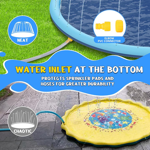 80" Summer 3-12 Non-Slip Splash Pad for Kids and Dog, Extra Large Baby Play Mat, Dog Pool Toys, Thicken Sprinkler Pool