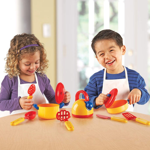 Learning Resources Pretend & Play Cooking Set - 10 Pieces, Kitchen Play Toys for Toddlers, Ages 3+