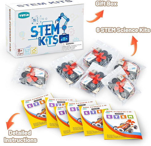 8-12, 6 Set 8-10 9-12, 8 9 10 12 13 STEM Science Kits for Kids Age Wind-Powered Cars Science Experiments Wood Building