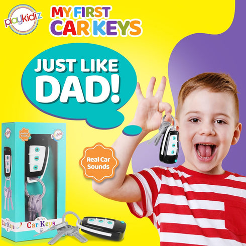Toy Car Keys, Real Looking Play Toddler Remote Car Key with Lights and Sound Effects for Boys Girls Age 3+