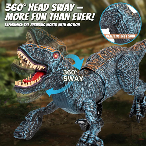Lozadia 3-5 5-7 8-12 360 Remote Control Dinosaur Toys for Kids yr, Large T-Rex Dinosaur Toys with Swaying Head, Mist