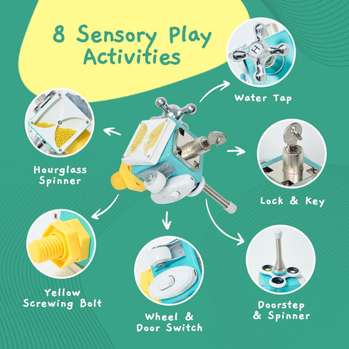 Busy Cube Sensory Toys for Toddlers is a Handmade Montessori Fidget Cube - Wooden Busy Board Activity Cube Travel Toy for Children with Autism & ADHD 1 2 3