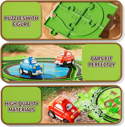NIPLOOOW 48 Set 3-5, 3 4 5 6 3 4 5 6 7 8 PCS Puzzle Track Car for Boys Kids Toddler Boy Toys for Years Old, Puzzle Race