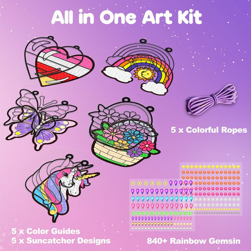 5PCS 4 5 6 7 8 9 ZIZZ Diamond Painting Suncatcher Kits for Kids: Easter Basket Stuffers for Kids, Birthday Gifts