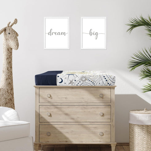Sweet Jojo Designs Star and Moon Boy or Girl Baby Nursery Changing Pad Cover - Navy Blue, Gold, and Grey Celestial Sky