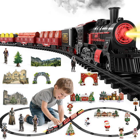 NIPLOOOW Train Set for Kids 3-5, Electric Train Toy with Realistic Sound, Lights