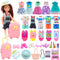 25 Pcs 5.3 Inch Doll Clothes Suitcase Accessories, 4 Dresses, 3 Tops, 3 Swimsuits, 1 Luggage, 3 Shoes, 11 Travel