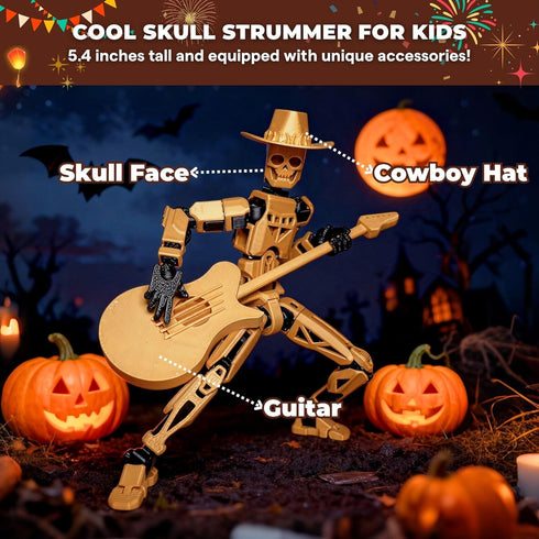 T13 (Dummy 13 13), Skullstrummer 3D Action Figure / Titan - Printed Poseable Robot with Accessories for Stop Motion