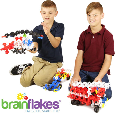 VIAHART Brain Flakes Tube-Go Set Add-On, 16 Wheels and 8 Axles, Build Cars and Trucks, Great STEM Toy