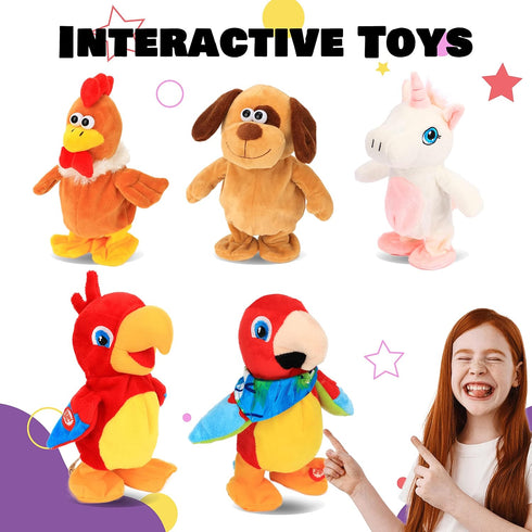 Hopearl Talking Dog Toy, Interactive Animated Plush Buddy, Repeats What You Say, 8'' for Toddlers