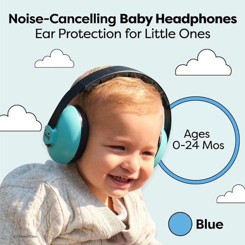 Baby Headphones for Noise Protection, Blue Over-Ear Earmuffs for Infants 0-24 Months