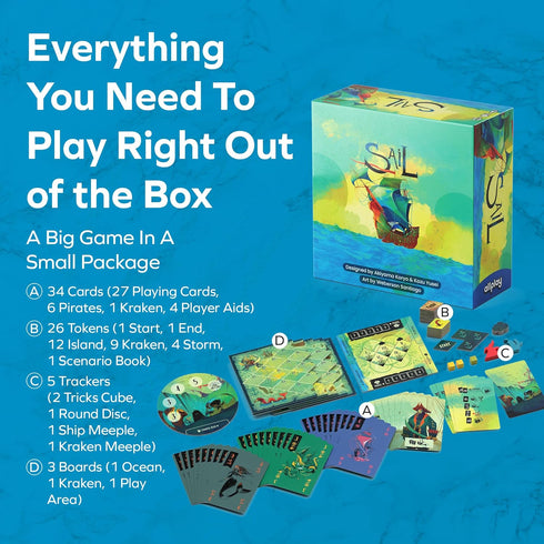 2 Communication (5" 5" 2") ALLPLAY Sail Cooperative Strategy Player Board Game for Adults and Family - Unique Trick