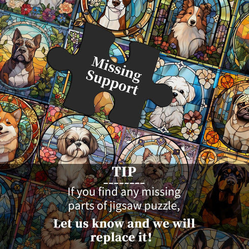 Stained Glass Dog Puzzles for Adults, 1000 Pieces, Colorful Animal Puppy Collage, Challenging Jigsaw Puzzles
