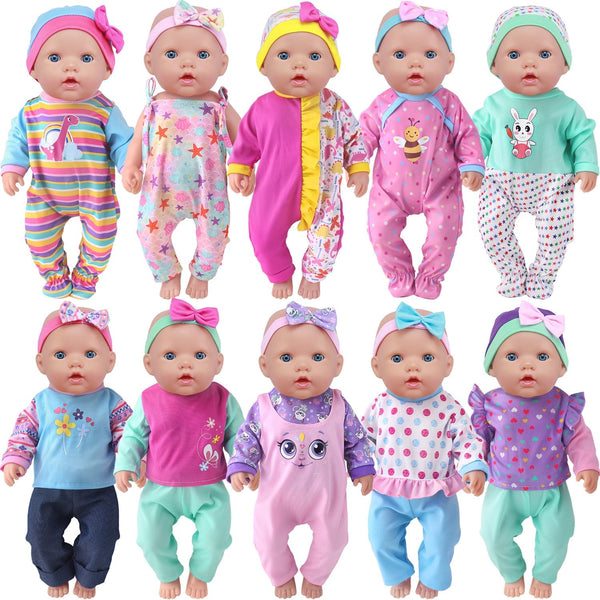 UNICORN ELEMENT 10 Sets Baby Doll Clothes for 14-18 Inch Dolls, 17