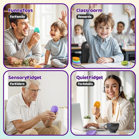 Anxiety:6 Pack Fidget Toys Worry Stones for Sensory Toys for Stress-Silent Fidget Stones-Autism Special Needs Stress
