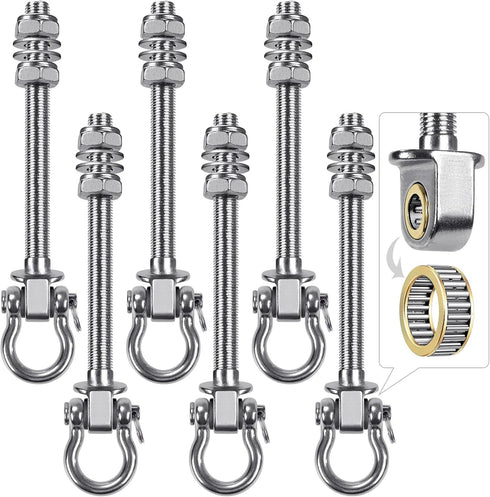 BeneLabel Heavy Duty Swing Hangers, Set of 6 Stainless Steel 304 Hardware for Hanging Hammocks, 1500LB Capacity