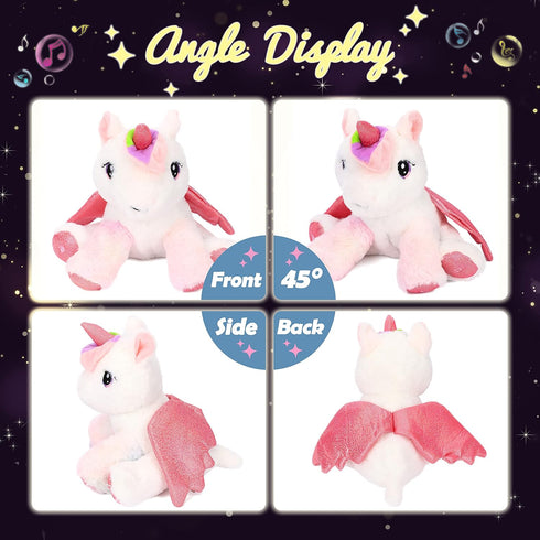 11'' Hopearl LED Musical Stuffed Unicorn Adorable Lighting Up Singing Plush Toy Adjustable Volume Lullaby Animated